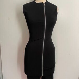 Zippered Black Sleeveless Bodycon Dress